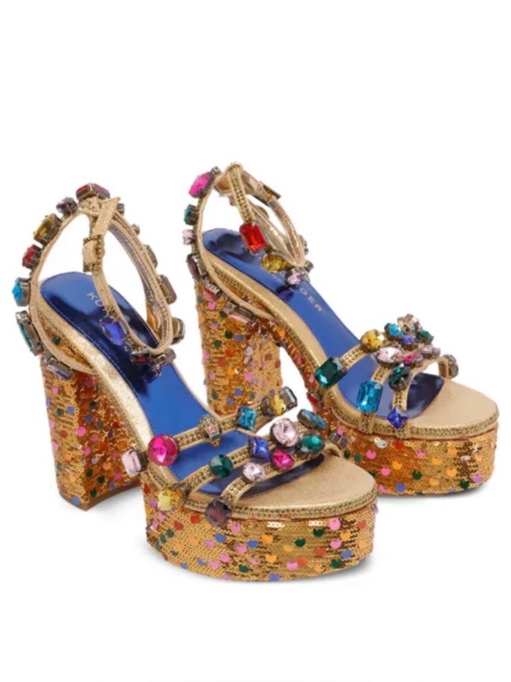 Kurt Geiger London jewel-embelished sequined platform sandals